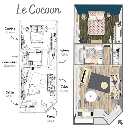 Le Cocoon Lo - Prive Equipe - Haras - Parking Gratuit - Entree Autonome - Wifi - Netflix - Baignoire - Lave-linge - Lit Queen Size 160cm & Canape-lit 140cm - Jusqu'a 4 Personnes * Saint-Lô